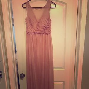 Pale pink, chiffon bridesmaid dress